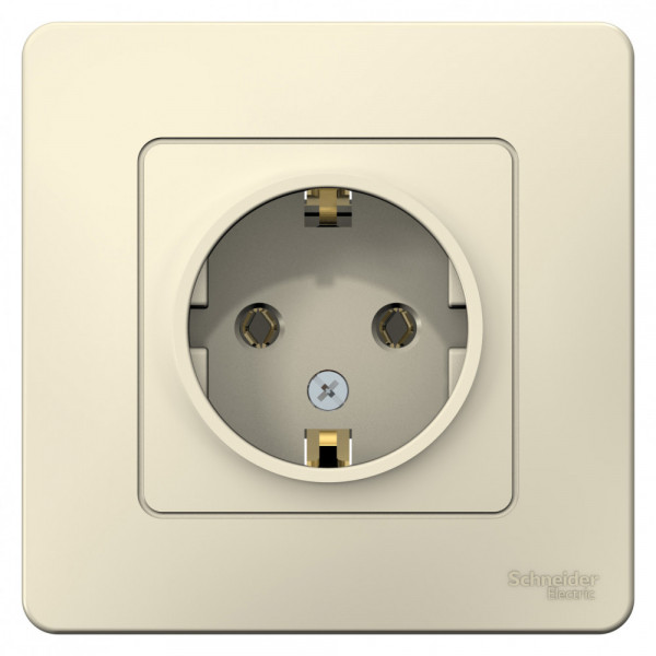 Розетка Schneider Electric BLANCA 1-мест. с заземл. С/У 16А/250В МОЛОЧНЫЙ