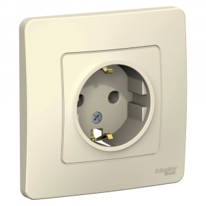 Розетка Schneider Electric BLANCA 1-мест. с заземл. С/У 16А/250В МОЛОЧНЫЙ