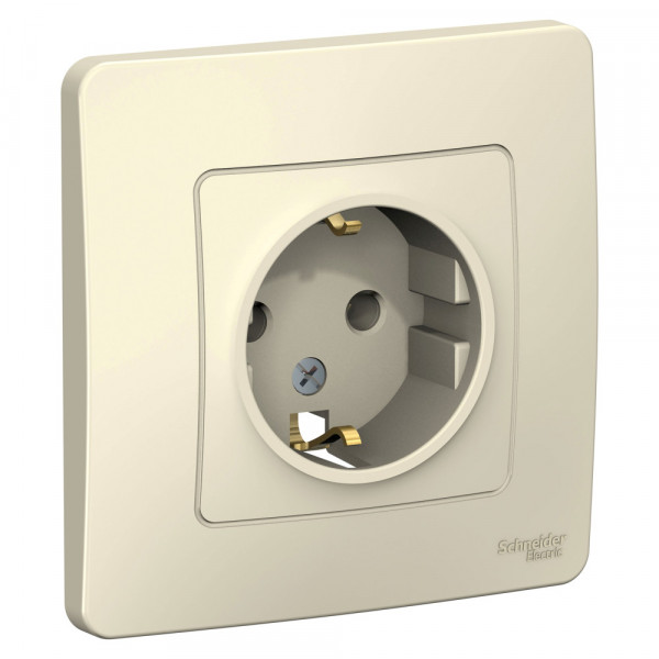 Розетка Schneider Electric BLANCA 1-мест. с заземл. С/У 16А/250В МОЛОЧНЫЙ