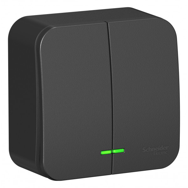Выключатель Schneider Electric BLANCA 2х-клав. с подсветкой О/У АНТРАЦИТ