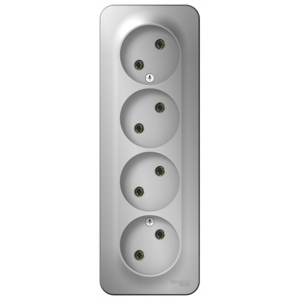 Розетка Schneider Electric BLANCA 4х-мест. О/У 16А/250В АЛЮМИНИЙ