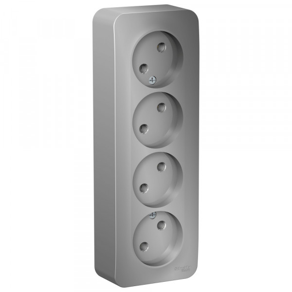 Розетка Schneider Electric BLANCA 4х-мест. О/У 16А/250В АЛЮМИНИЙ