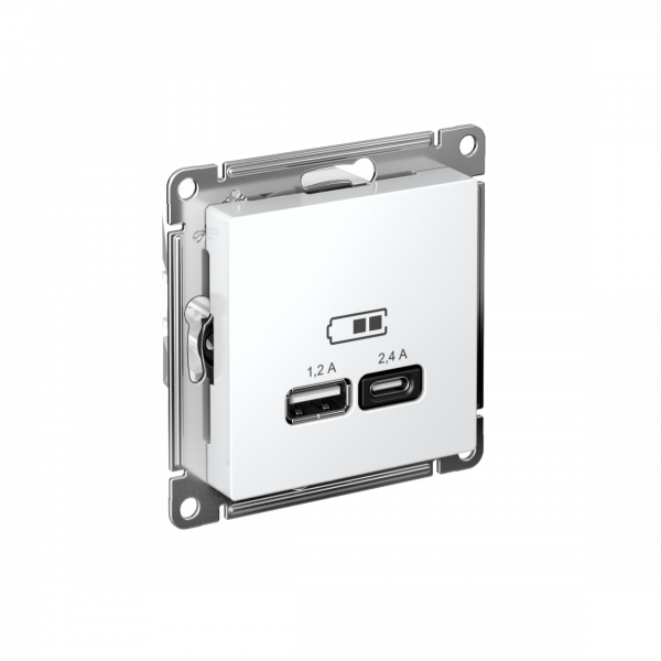 ATLASDESIGN USB РОЗЕТКА А+С, 5В/2,4А, 2х5В/1,2А, механизм, ЛОТОС