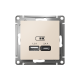 ATLASDESIGN USB РОЗЕТКА А+С, 5В/2,4А, 2х5В/1,2А, механизм, БЕЖЕВЫЙ