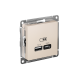 ATLASDESIGN USB РОЗЕТКА А+С, 5В/2,4А, 2х5В/1,2А, механизм, БЕЖЕВЫЙ