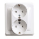 Розетка Schneider Electric ЭТЮД 2х-мест. С/У с заземл. 16А/250В БЕЛЫЙ