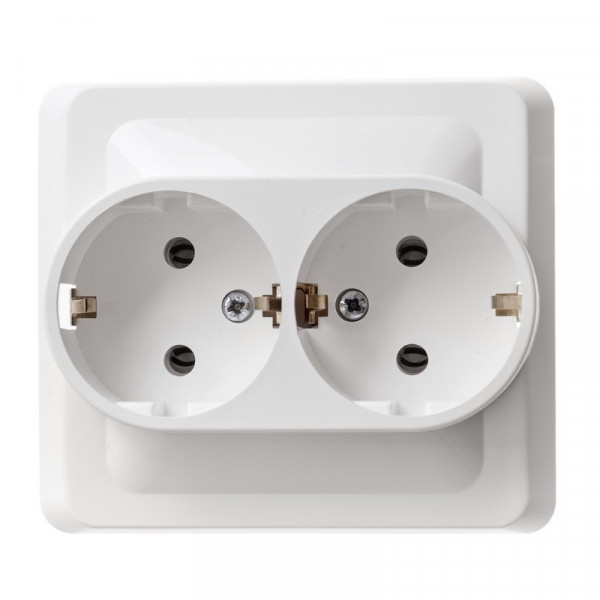 Розетка Schneider Electric ЭТЮД 2х-мест. С/У с заземл. 16А/250В БЕЛЫЙ