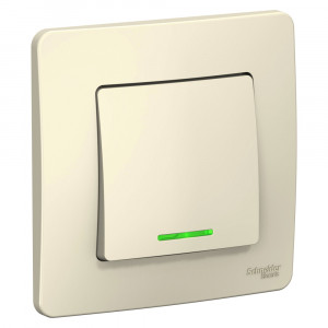 Переключатель Schneider Electric BLANCA 1-клав. с подсвет. С/У 10АХ/250B МОЛОЧНЫЙ