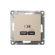 ATLASDESIGN USB РОЗЕТКА тип-С 65Вт высокоскор.заряд. QC, PD, механизм, ПЕСОЧНЫЙ