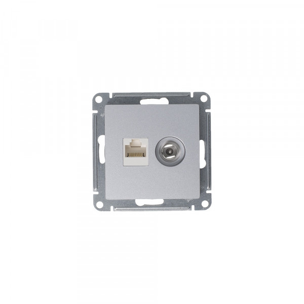 ATLASDESIGN РОЗЕТКА двойная ТВ + компьютерная RJ45 кат. 5e, механизм, АЛЮМИНИЙ