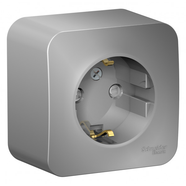 Розетка Schneider Electric BLANCA 1-мест. заземл.+шторки О/У 16А/250В АЛЮМИНИЙ