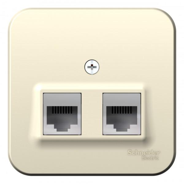 Блок розеток Schneider Electric BLANCA комп. RJ45 + телеф. RJ11 О/У МОЛОЧНЫЙ