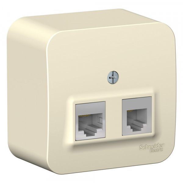 Блок розеток Schneider Electric BLANCA комп. RJ45 + телеф. RJ11 О/У МОЛОЧНЫЙ