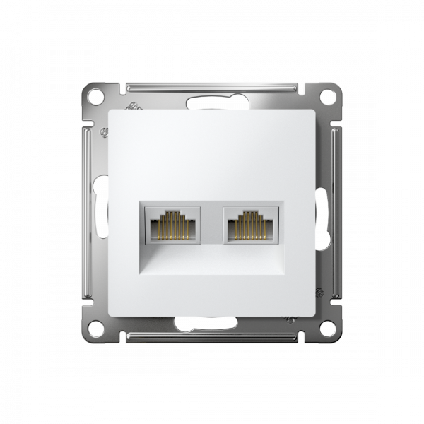 ATLASDESIGN РОЗЕТКА двойная компьютерная RJ45+RJ45 кат. 5e, механизм, БЕЛЫЙ