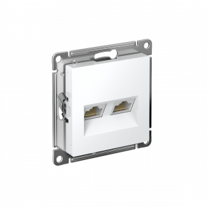 ATLASDESIGN РОЗЕТКА двойная компьютерная RJ45+RJ45 кат. 5e, механизм, БЕЛЫЙ