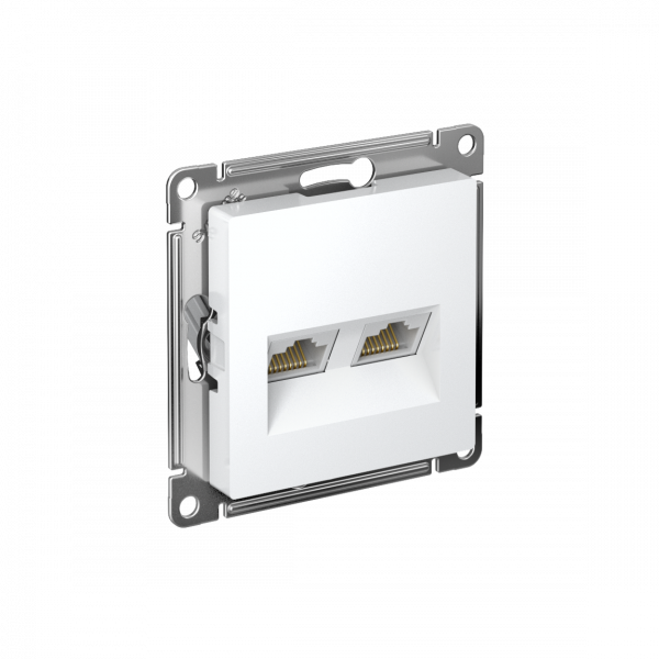 ATLASDESIGN РОЗЕТКА двойная компьютерная RJ45+RJ45 кат. 5e, механизм, БЕЛЫЙ