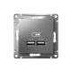 ATLASDESIGN USB РОЗЕТКА A+A, 5В/2,1А, 2х5В/1,05А, механизм, СТАЛЬ