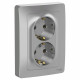 Розетка Schneider Electric BLANCA 2х-мест. с заземл. С/У 16А/250В АЛЮМИНИЙ