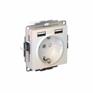 ATLASDESIGN РОЗЕТКА 16А c 2 USB A+A, 5В/2,4А, 2х5В/1,2А, механизм, ЖЕМЧУГ