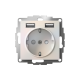 ATLASDESIGN РОЗЕТКА 16А c 2 USB A+A, 5В/2,4А, 2х5В/1,2А, механизм, ЖЕМЧУГ