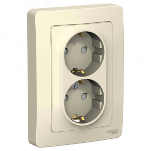 Розетка Schneider Electric BLANCA 2х-мест. заземл.+шторки С/У 16А/250В МОЛОЧНЫЙ