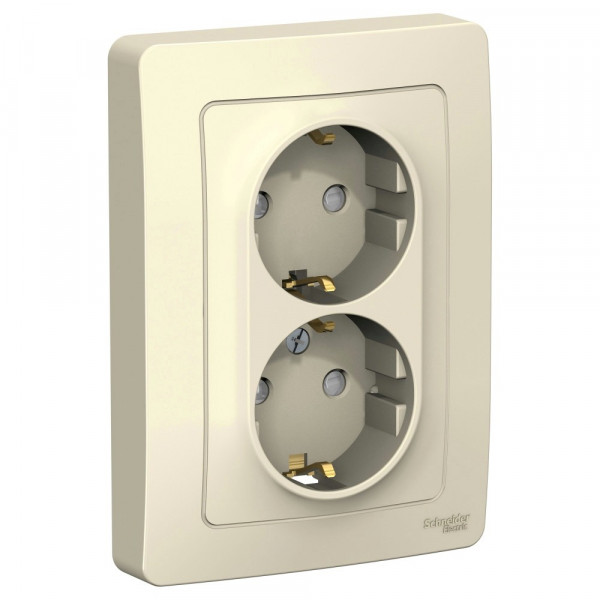 Розетка Schneider Electric BLANCA 2х-мест. заземл.+шторки С/У 16А/250В МОЛОЧНЫЙ