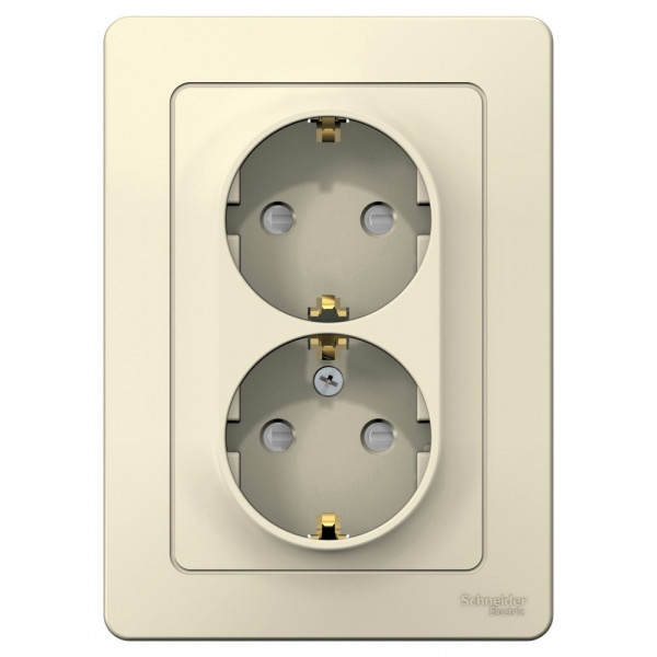 Розетка Schneider Electric BLANCA 2х-мест. заземл.+шторки С/У 16А/250В МОЛОЧНЫЙ