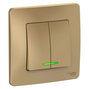 Выключатель Schneider Electric BLANCA 2х-клав. с подсвет. С/У 10АХ/250B ТИТАН