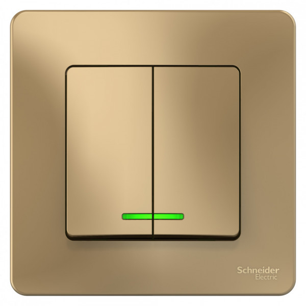 Выключатель Schneider Electric BLANCA 2х-клав. с подсвет. С/У 10АХ/250B ТИТАН