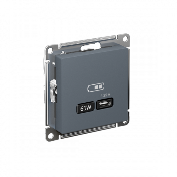 ATLASDESIGN USB РОЗЕТКА тип-С 65Вт высокоскор.заряд. QC, PD, механизм, ГРИФЕЛЬ