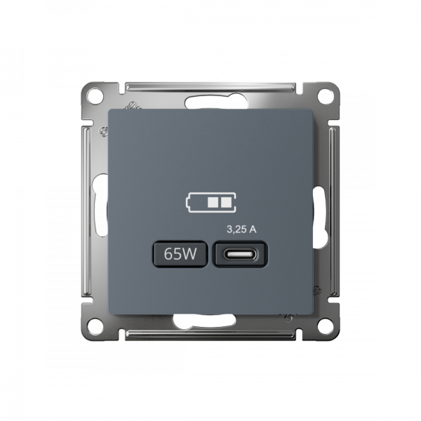 ATLASDESIGN USB РОЗЕТКА тип-С 65Вт высокоскор.заряд. QC, PD, механизм, ГРИФЕЛЬ