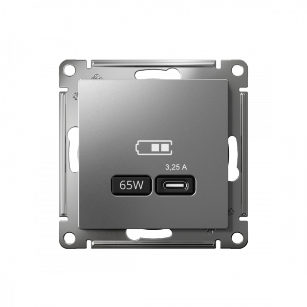 ATLASDESIGN USB РОЗЕТКА тип-С 65Вт высокоскор.заряд. QC, PD, механизм, СТАЛЬ