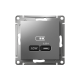ATLASDESIGN USB РОЗЕТКА тип-С 65Вт высокоскор.заряд. QC, PD, механизм, СТАЛЬ