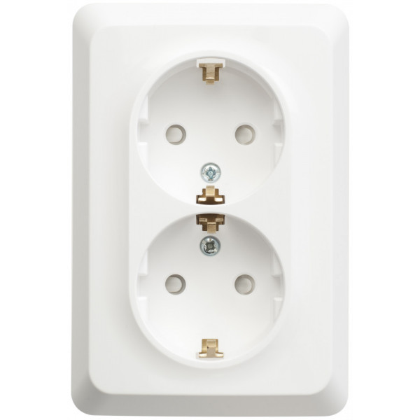 Розетка Schneider Electric ЭТЮД 2х-мест. С/Ус заземл. 6А/250В БЕЛЫЙ