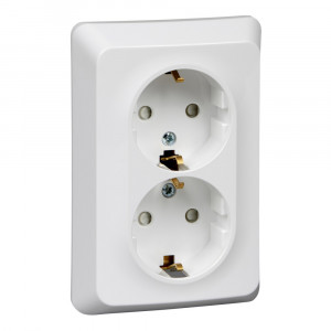 Розетка Schneider Electric ЭТЮД 2х-мест. С/Ус заземл. 6А/250В БЕЛЫЙ