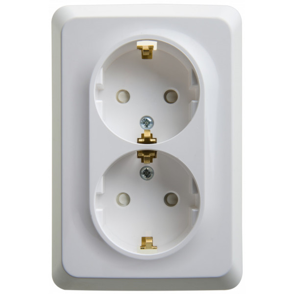 Розетка Schneider Electric ЭТЮД 2х-мест. С/Ус заземл. 6А/250В БЕЛЫЙ