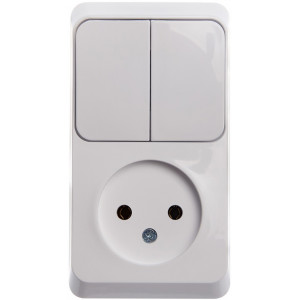 Блок Schneider Electric ЭТЮД розетка/2-клав. выкл. О/У 16А/10A 250В БЕЛЫЙ