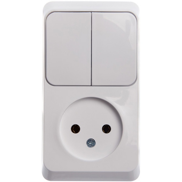Блок Schneider Electric ЭТЮД розетка/2-клав. выкл. О/У 16А/10A 250В БЕЛЫЙ