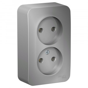 Розетка Schneider Electric BLANCA 2х-мест. О/У 16А/250В АЛЮМИНИЙ