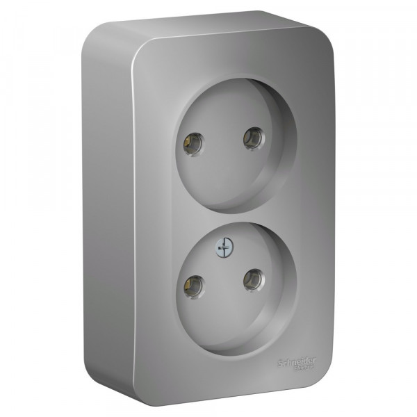 Розетка Schneider Electric BLANCA 2х-мест. О/У 16А/250В АЛЮМИНИЙ