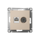 ATLASDESIGN РОЗЕТКА двойная ТВ + компьютерная RJ45 кат. 5e, механизм, ПЕСОЧНЫЙ