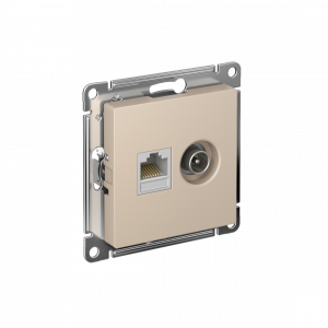 ATLASDESIGN РОЗЕТКА двойная ТВ + компьютерная RJ45 кат. 5e, механизм, ПЕСОЧНЫЙ