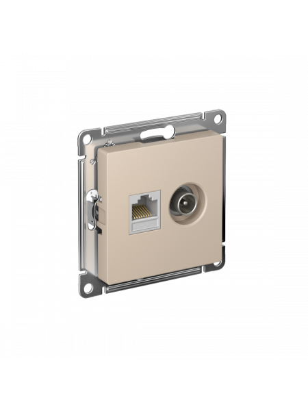 ATLASDESIGN РОЗЕТКА двойная ТВ + компьютерная RJ45 кат. 5e, механизм, ПЕСОЧНЫЙ