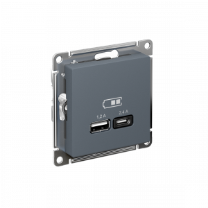 ATLASDESIGN USB РОЗЕТКА А+С, 5В/2,4А, 2х5В/1,2А, механизм, ГРИФЕЛЬ