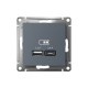 ATLASDESIGN USB РОЗЕТКА А+С, 5В/2,4А, 2х5В/1,2А, механизм, ГРИФЕЛЬ