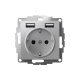 ATLASDESIGN РОЗЕТКА 16А c 2 USB A+A, 5В/2,4А, 2х5В/1,2А, механизм, АЛЮМИНИЙ
