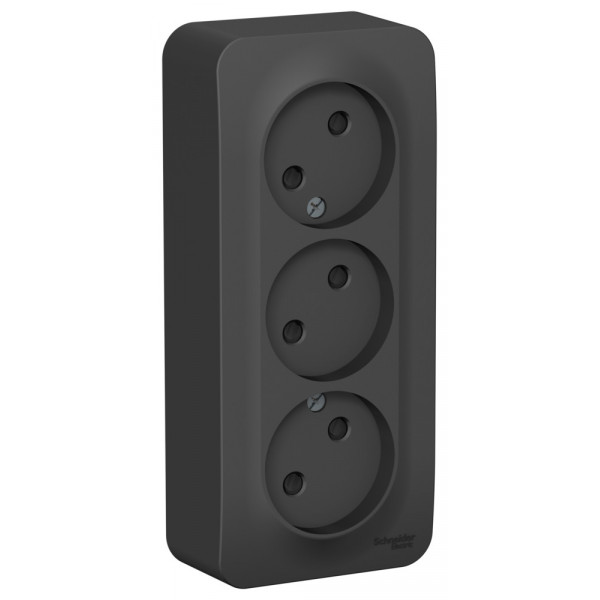 Розетка Schneider Electric BLANCA 3х-мест. О/У со шторками 16А/250В АНТРАЦИТ