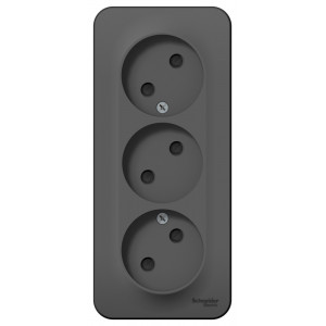 Розетка Schneider Electric BLANCA 3х-мест. О/У со шторками 16А/250В АНТРАЦИТ