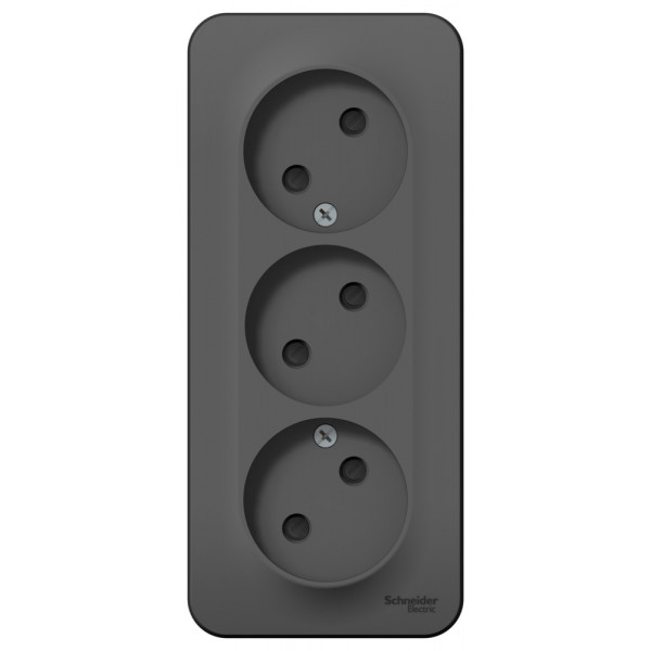 Розетка Schneider Electric BLANCA 3х-мест. О/У со шторками 16А/250В АНТРАЦИТ