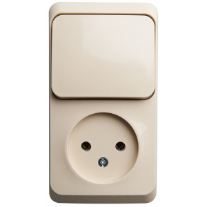 Блок Schneider Electric ЭТЮД розетка/1-клав. выкл. О/У 16А/10A 250В КРЕМОВЫЙ